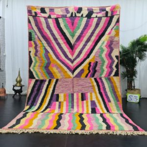Tribal Handmade Wool Carpet-Colorful Boujad Rug.