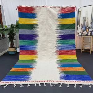 blue and yellow rug