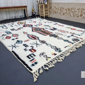 white and black rug