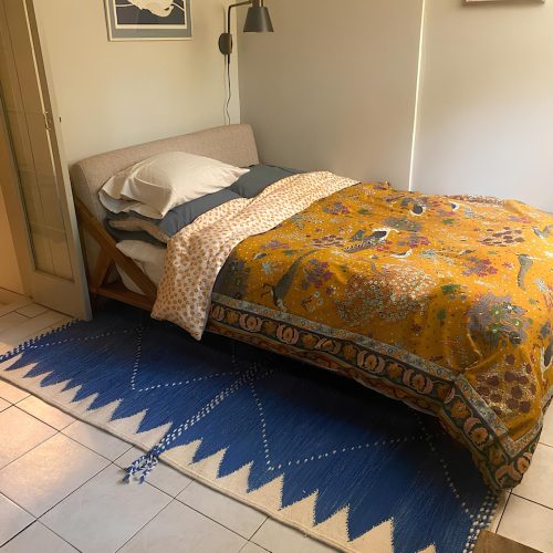 FAUZIA - Blue And White Rug - Kilim Woven Carpet photo review