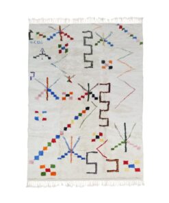 ABEJE - White Rug - Handmade Beni Mrirt Abstract Rug 6x9