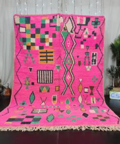 YAQUT - Abstract Pink Wool Rug - Tribal Berber Rug