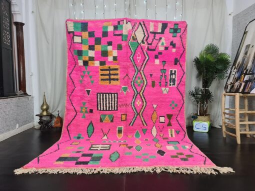 YAQUT - Abstract Pink Wool Rug - Tribal Berber Rug