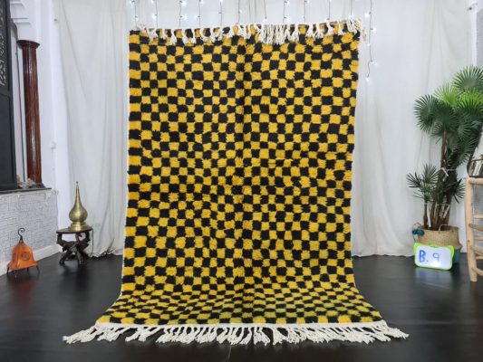NAHLA- Yellow And Black Rug - Moroccan Rug