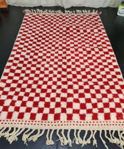White & Red Wool Rug