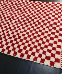 White & Red Wool Rug
