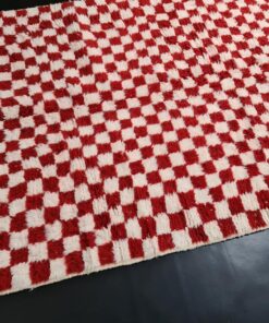 White & Red Wool Rug