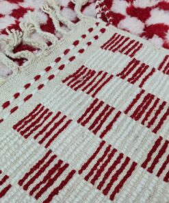 White & Red Wool Rug