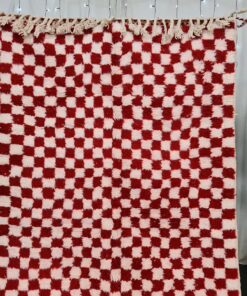 White & Red Wool Rug