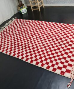 White & Red Wool Rug
