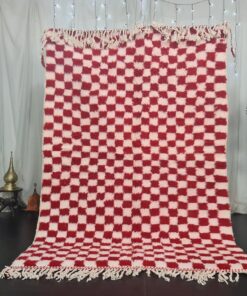WARD- Red Beni Ourain Rug - Moroccan Checkered Rug 5x8