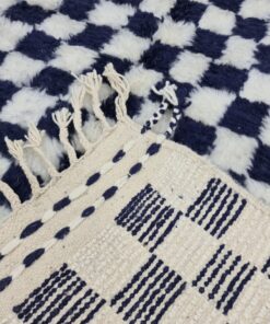 White and Marine Blue Rug