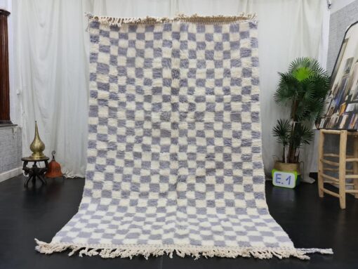 PALMA - Handmade Beni Ourain Carpet - Check Grey Rug