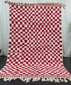 NORA - White and Red Rug - Beni Ourain Authentic Rug