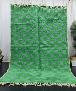 VERT- Green Checkered Rug - Moroccan Beni Ourain Rug