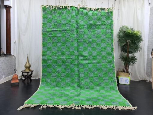 VERT- Green Checkered Rug - Moroccan Beni Ourain Rug