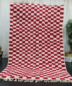GIZAM - Berber Beni Ourain Rug - Red and White Rug