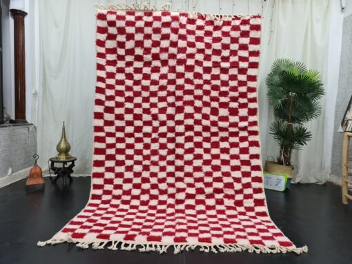 GIZAM - Berber Beni Ourain Rug - Red and White Rug