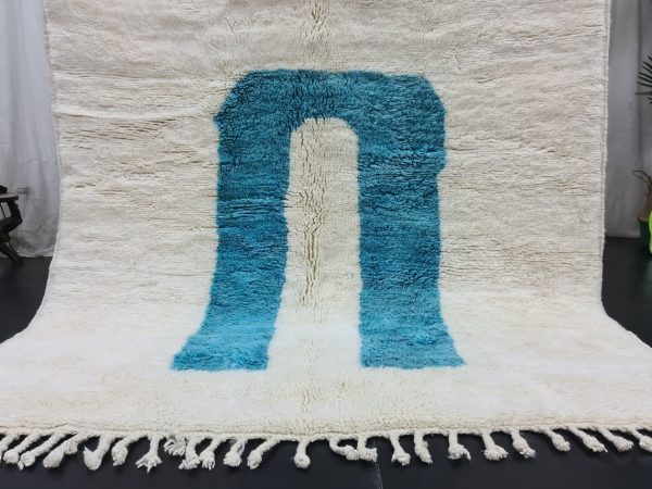 White and blue rug
