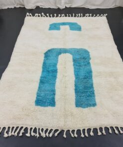 White and blue rug