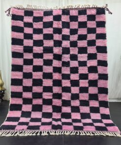 EZAK - Black and Pink Rug - Berber Beni Ourain Rug