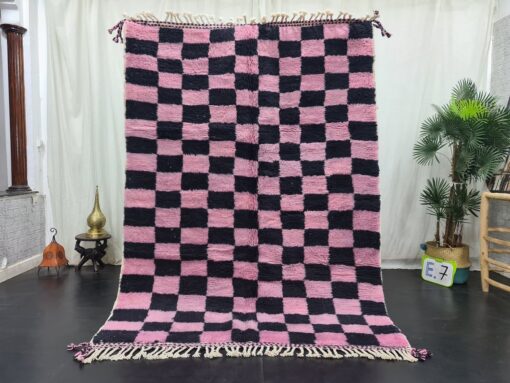 EZAK - Black and Pink Rug - Berber Beni Ourain Rug