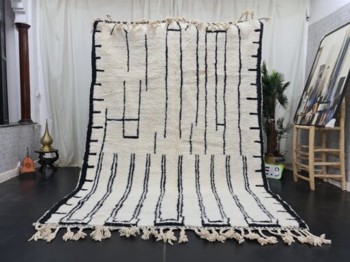 FAYZA - Handmade White Black Rug - Beni Ourain Rug 7x10
