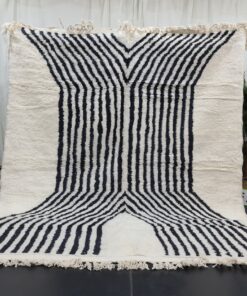 TAIBA - Moroccan White Black Rug - Beni Ourain Carpet 8x9