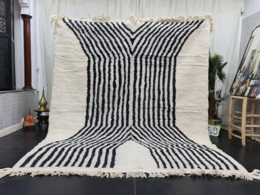 TAIBA - Moroccan White Black Rug - Beni Ourain Carpet 8x9