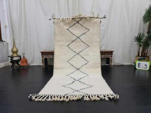 SIMAL- White and Black Rug - Geometric Mini Carpet 3x6