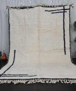 White and Black Wool Rug