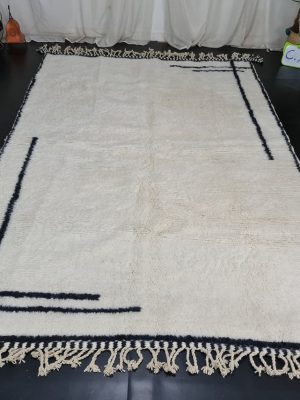 White and Black Wool Rug