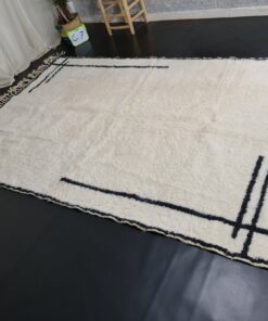 White and Black Wool Rug