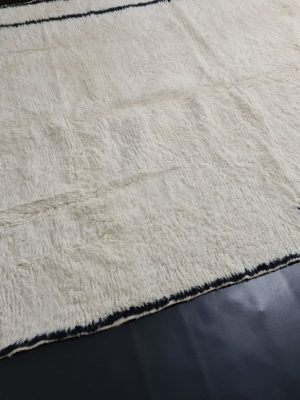 White and Black Wool Rug