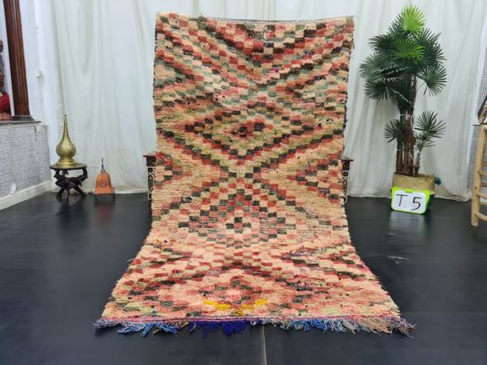 Checkered Faded Red Rug