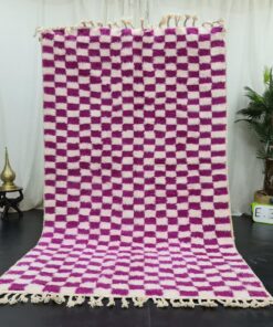 DERA- Purple Checkered Rug - Moroccan Beni Ourain Carpet 5x8