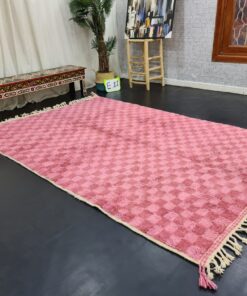 Pink And Peach Rug, Checkered Rug