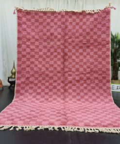 Pink And Peach Rug, Checkered Rug