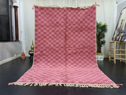Pink And Peach Rug, Checkered Rug