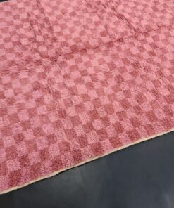 Pink And Peach Rug, Checkered Rug