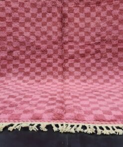 Pink And Peach Rug, Checkered Rug