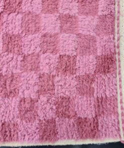 Pink And Peach Rug, Checkered Rug