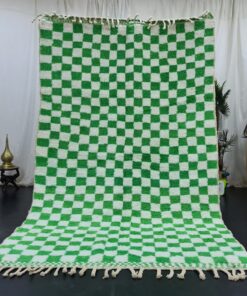 RAGNA- Green Checkered Rug - Moroccan Beni Ourain Carpet 6x9