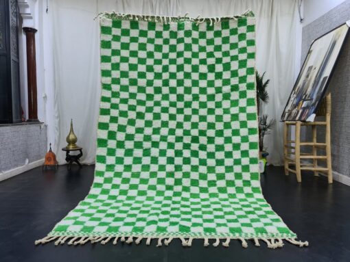 RAGNA- Green Checkered Rug - Moroccan Beni Ourain Carpet 6x9