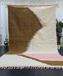 FRANK- White And Brown Carpet - Zanafi Kilim Rug 6x11