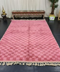 Pink And Peach Rug, Checkered Rug