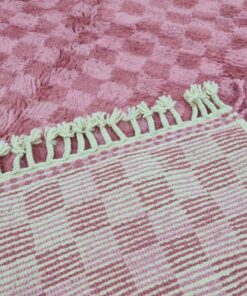 Pink And Peach Rug, Checkered Rug