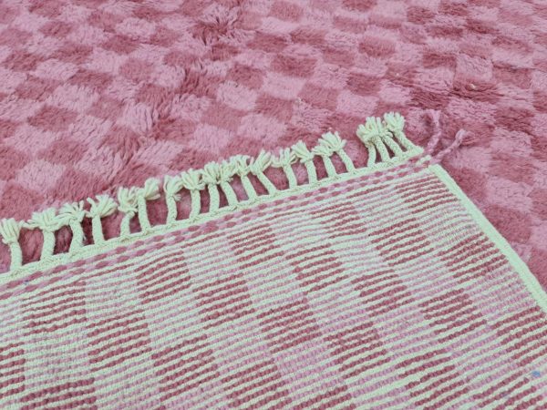 Pink And Peach Rug, Checkered Rug