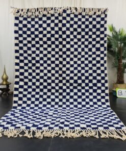 DEKIR - White And Blue Rug - Beni Ourain Rug