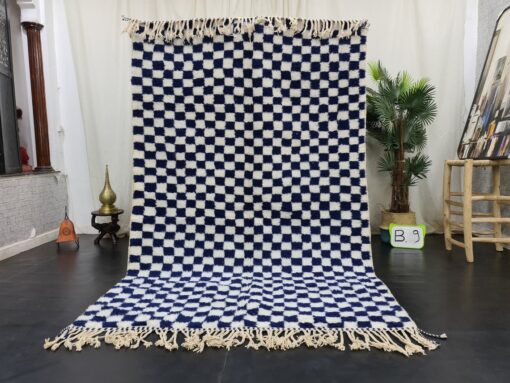 DEKIR - White And Blue Rug - Beni Ourain Rug